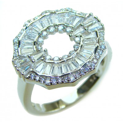 Art Deco 11.2 carat White Topaz .925 Silver handcrafted Cocktail Ring s. 7