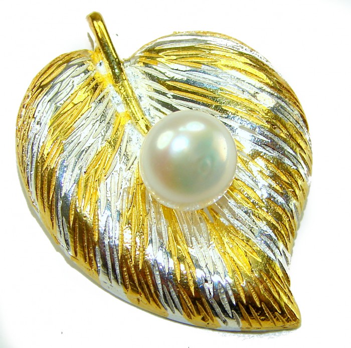 Genuine Pearl 14K Gold .925 Sterling Silver handmade Pendant