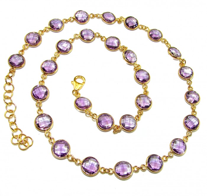 A Heritage in Bloom - Italy made 28.5 carat Amethyst .925 Sterling Silver dipped in 18K Gold handmade necklace