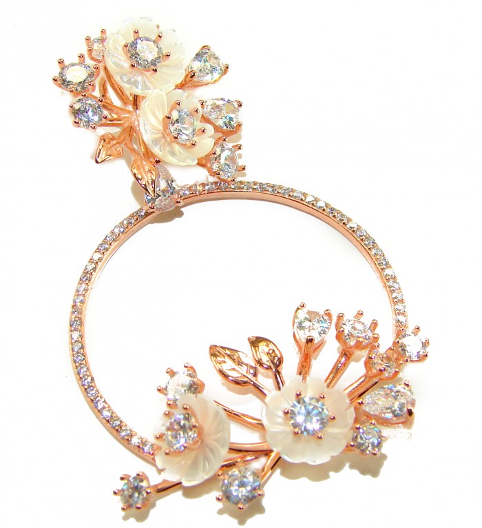 White Garden 15.5 carat White Topaz .925 Sterling Silver dipped in Rose Gold handcrafted pendant