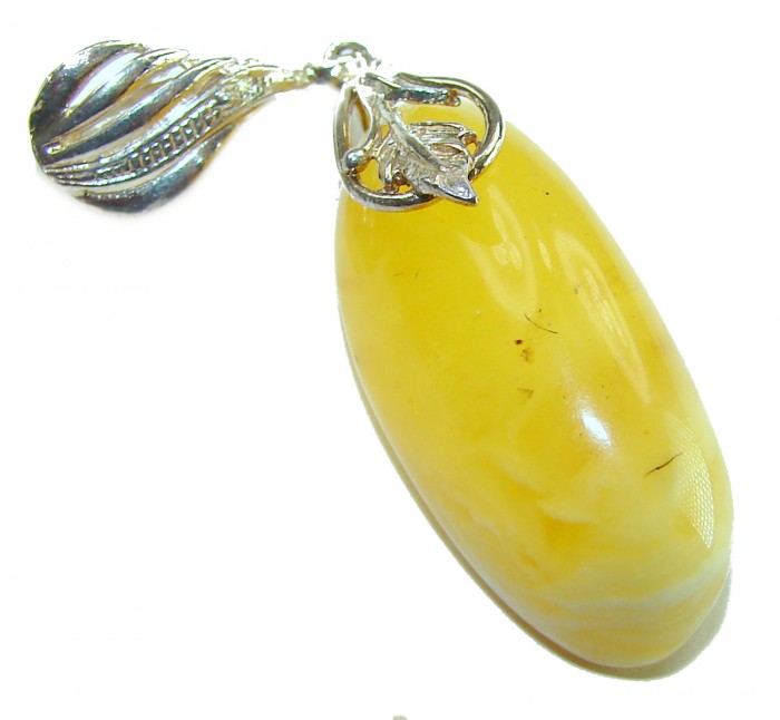 Prehistoric Authentic Buttescotch Baltic Amber .925 Sterling Silver beautifully handcrafted Pendant