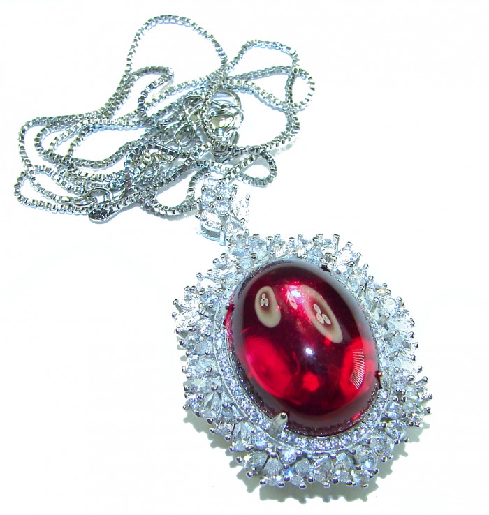 Red Cascade 37.2 carat Star Ruby .925 Sterling Silver .925 Sterling Silver Statement Necklace