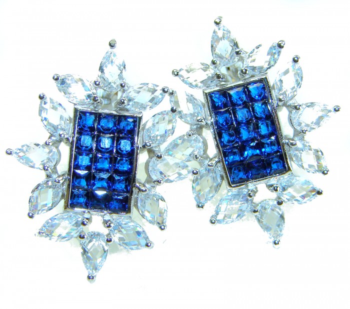 Born to Glam authentic 10.5 carat Sapphire .925 Sterling Silver handcrafted earrings