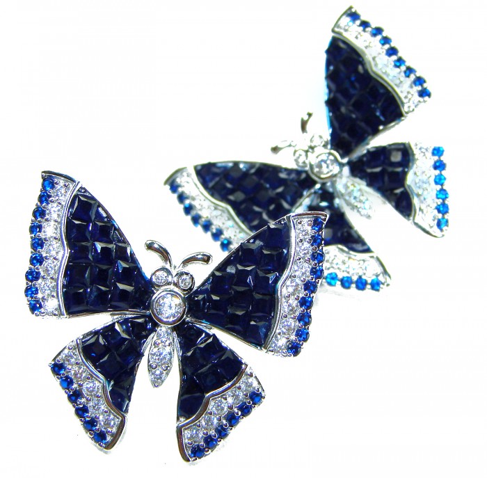 Magnificent Jewel Sapphire Butterflies .925 Sterling Silver handcrafted incredible earrings