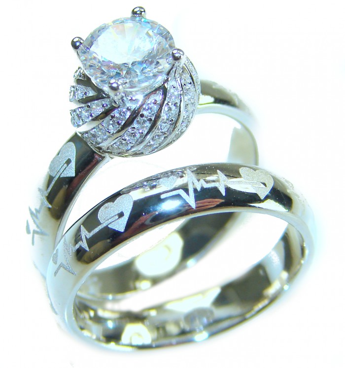 Spectacular 5.9 carat White Topaz Emerald .925 Sterling Silver stack up ring size 7 1/2