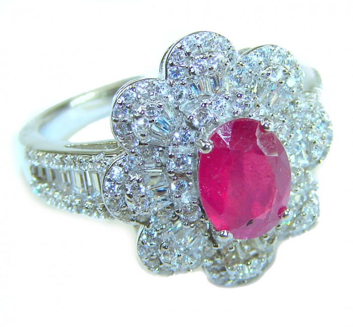 Real Beauty Natural 8.9 carat Ruby .925 Sterling Silver handmade Statement Ring size 7