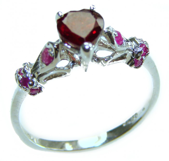 Love is Forever HEART cut 3.8 carat Sapphire .925 Sterling Silver handcrafted Cocktail Ring s. 9 1/4