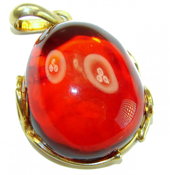 Prehistoric Authentic Baltic Amber .925 Sterling Silver dippedin 14K Gold beautifully handcrafted Pendant