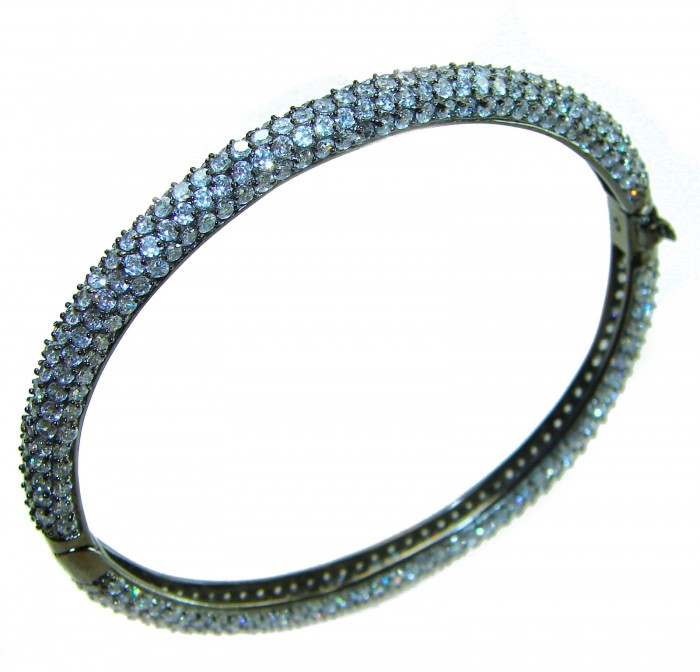 Precious Genuine Pave 22.5 carat White Topaz black rhodium over .925 Sterling Silver handcrafted Bracelet