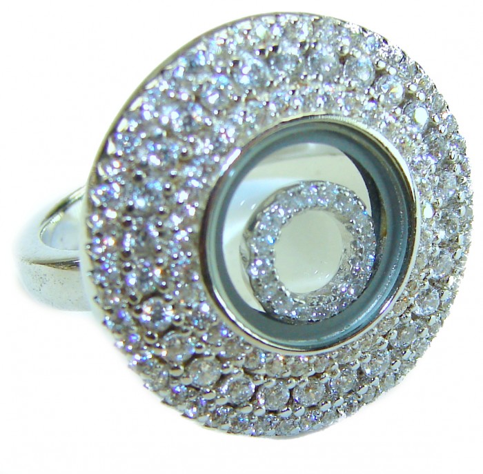 Floating Memories 12.5 carat White Topaz .925 Sterling Silver Handcrafted Ring size 8