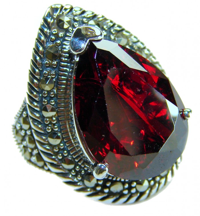 Bella Rosa Genuine 26.2 CARAT Star Ruby .925 Sterling Silver Large Statement Ring size 9