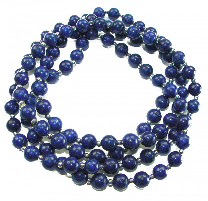 Boho Style 105.2 grams Lapis Lazuli .925 Sterling Silver handmade necklace