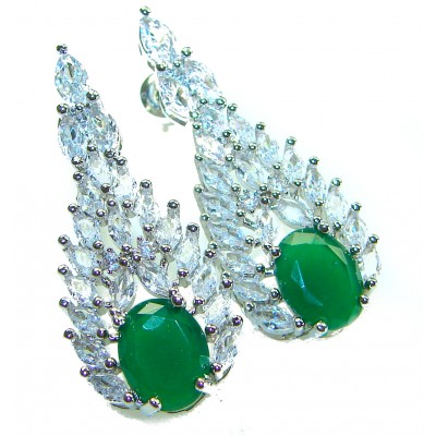 Sofia - Authentic 7.9 carat Emerlad .925 Sterling Silver handcrafted earrings