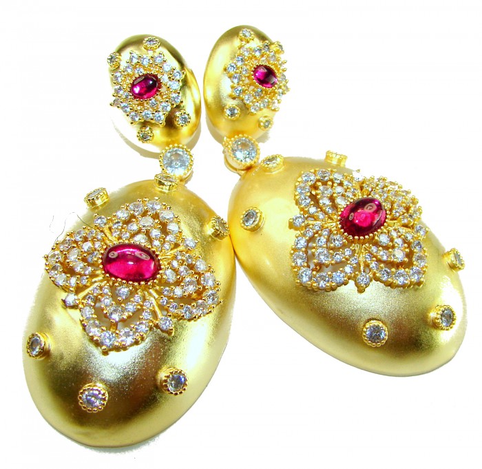 Byzantine design Authentic 8.2 carat 18K Gold over .925 Sterling Silver handcrafted earrings