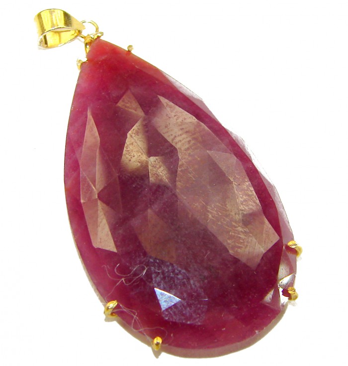 Rose Garden - 33.5 carat Authentic Ruby 14K Gold over .925 Sterling Silver handcrafted Pendant