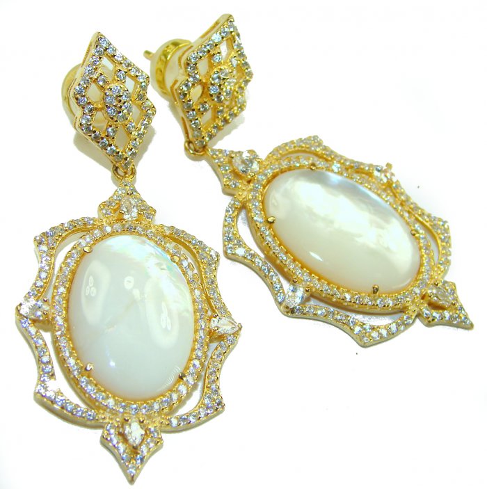 Top quality Sublime Blister Pearl 22K Gold over .925 Sterling Silver handcrafted Earrings - video