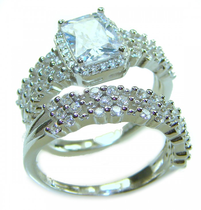 Golden Galaxy Genuine 10.8 carat White Topa .925 Sterling Silver handmade stack up Ring size 6 1/4