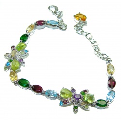 Spectacular 19.5 carat authentic Multistone .925 Sterling Silver handmade Bracelet