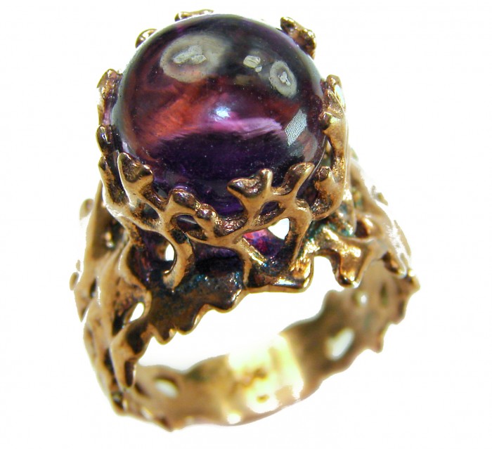 Purple Reef Amethyst Rose Gold over .925 Sterling Silver Ring size 7