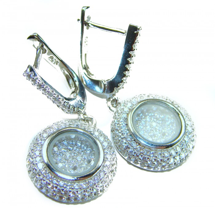 Floating Memories 11.5 carat White Topaz .925 Sterling Silver Handcrafted Statement earrings