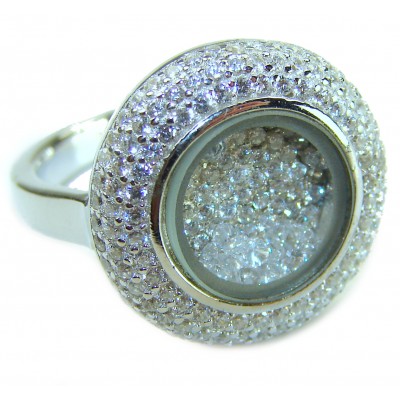 Floating Memories 12.5 carat White Topaz .925 Sterling Silver Handcrafted Ring size 6 1/4
