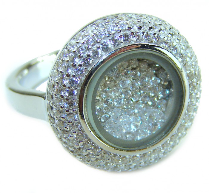 Floating Memories 12.5 carat White Topaz .925 Sterling Silver Handcrafted Ring size 6 1/4