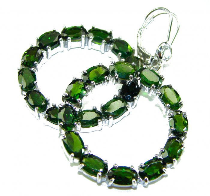 Authentic 22.9 carat CHROME DIOPSIDE from Siberia .925 Sterling Silver handmade Large Statement earrings - video
