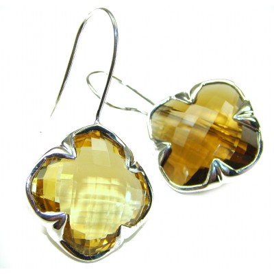 Alessandra 22.5 carat Champagne Smoky Topaz .925 Sterling Silver handmade Earrings