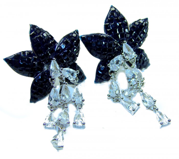 Magnificent Jewel 15.5 carat Sapphire .925 Sterling Silver handcrafted incredible earrings