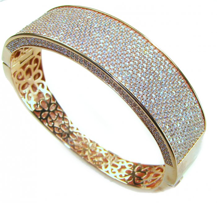 Tiffany Genuine 36.5 carat White Topaz Rose Gold over .925 Sterling Silver handcrafted Statement bracelet - video