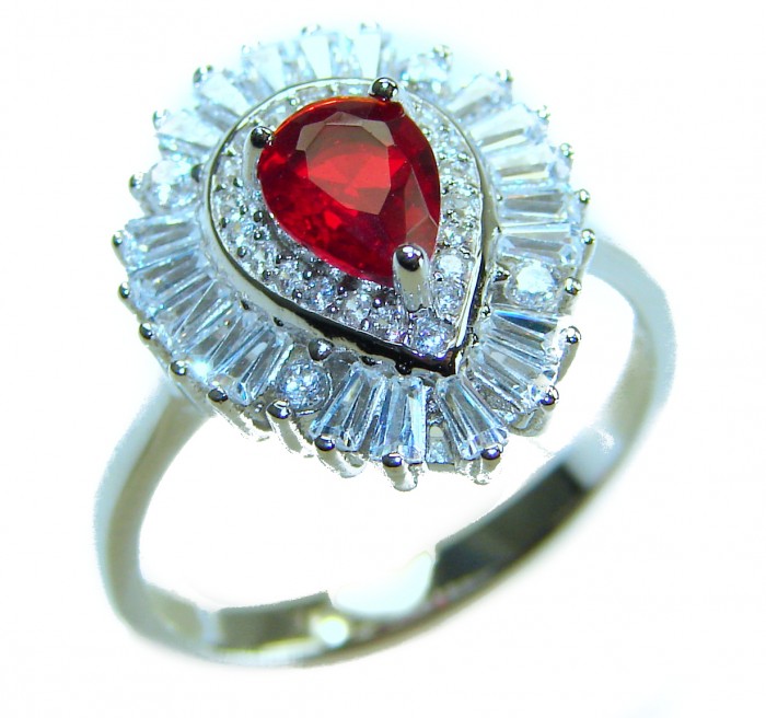 Real Beauty Natural 3.9 carat Ruby .925 Sterling Silver handmade Statement Ring size 8
