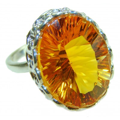 Liliana 39.5 carat Champagne Smoky Topaz .925 Sterling Silver Gold Oversized Ring size 7 3/4