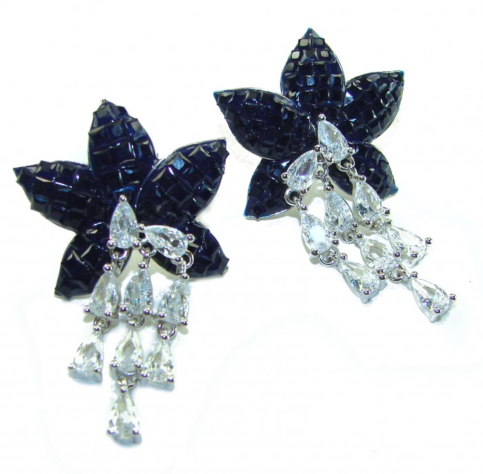 Magnificent Jewel 15.5 carat Sapphire .925 Sterling Silver handcrafted incredible earrings
