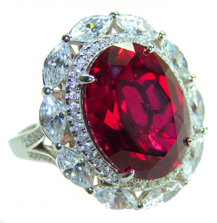 Bella Rosa Genuine 18.2 CARAT Star Ruby .925 Sterling Silver Large Statement Ring size 7 1/4
