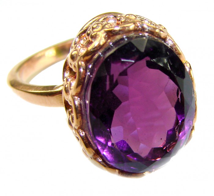 Purple Odyssey 9.5 carat natural Purple Amethyst 18K Gold over .925 Sterling Silver Handcrafted Ring size 8 3/4