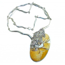 Huge Aura Of Beauty Australian Brecciated Mookaite Jasper .925 Sterling Silver handcrafted necklace