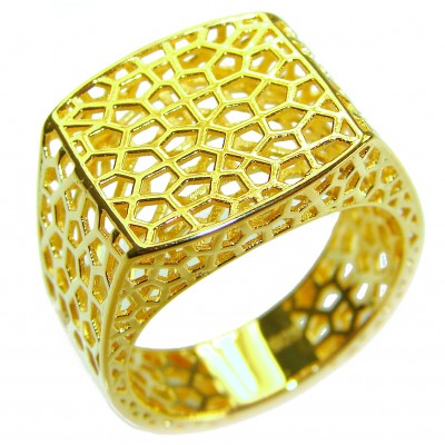 Dubai Style - Golden Signet .925 Sterling Silver dipped in 22K Gold handmade Large ring size 8
