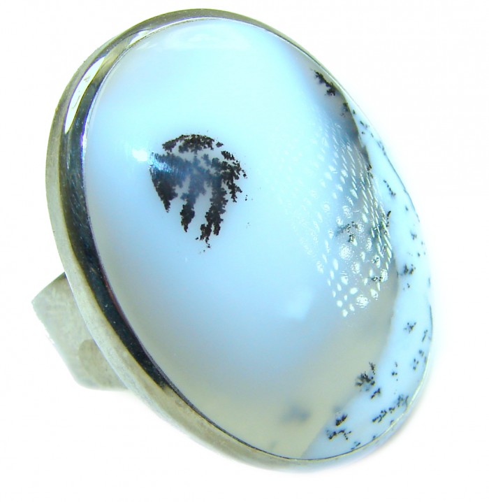 LARGE Top Quality Dendritic Agate .925 Sterling Silver handcrafted Ring s. 9 3/4