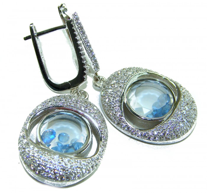 Floating Memories 11.5 carat Sapphire .925 Sterling Silver Handcrafted Statement earrings
