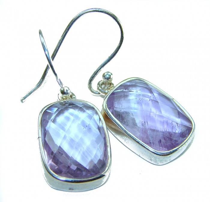Lavender Fields 14.2 carat Pink Amethyst .925 Sterling Silver handcrafted Statement earrings
