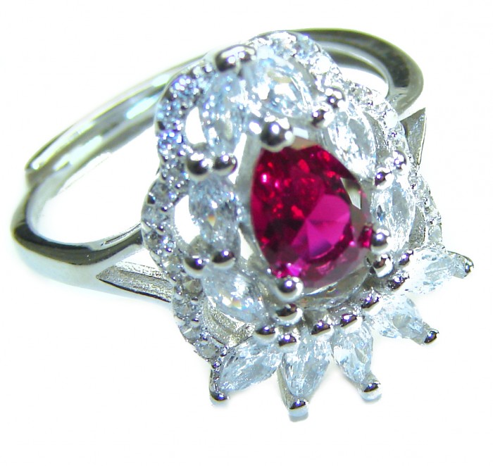 Real Beauty Natural 3.9 carat Ruby .925 Sterling Silver handmade Statement Ring size 8