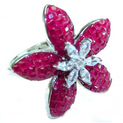Born to Glam authentic 10.2 carat Ruby .925 Silver handcrafted Eternity Ring s. 6 1/4