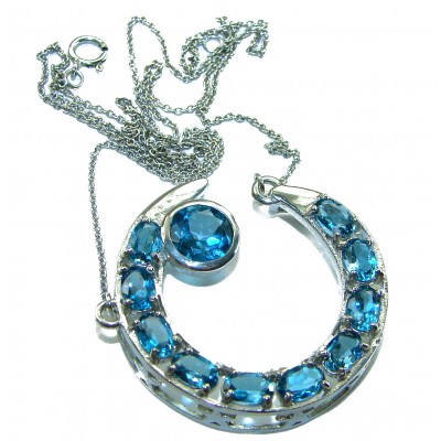 15.2 carat Blue Brilliance London Blue Topaz .925 Sterling Silver handcrafted Necklace