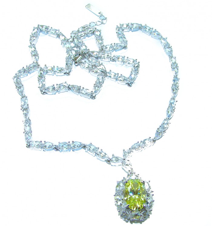 Luxurious Golden - 6.5 carat yellow Montana Sapphire .925 Sterling Silver handcrafted Statement Necklace