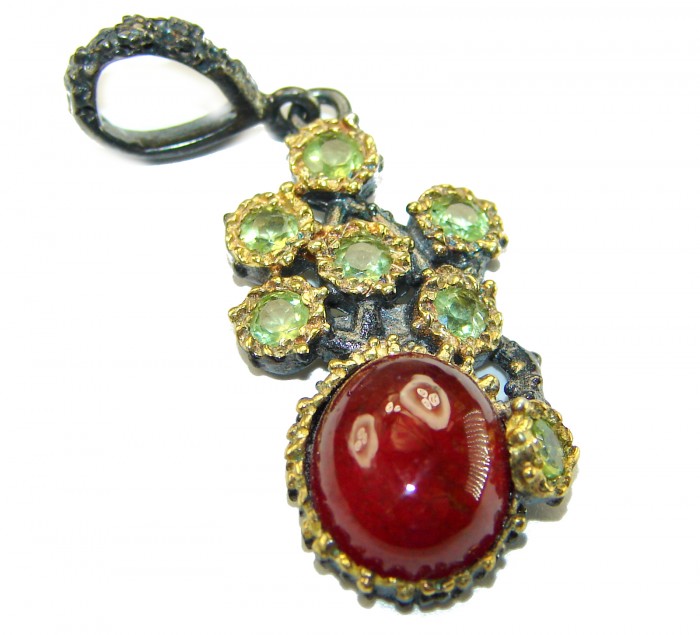 Genuine 4.5 carat Ruby BLACK RHODIUM OVER .925 Sterling Silver handmade Pendant