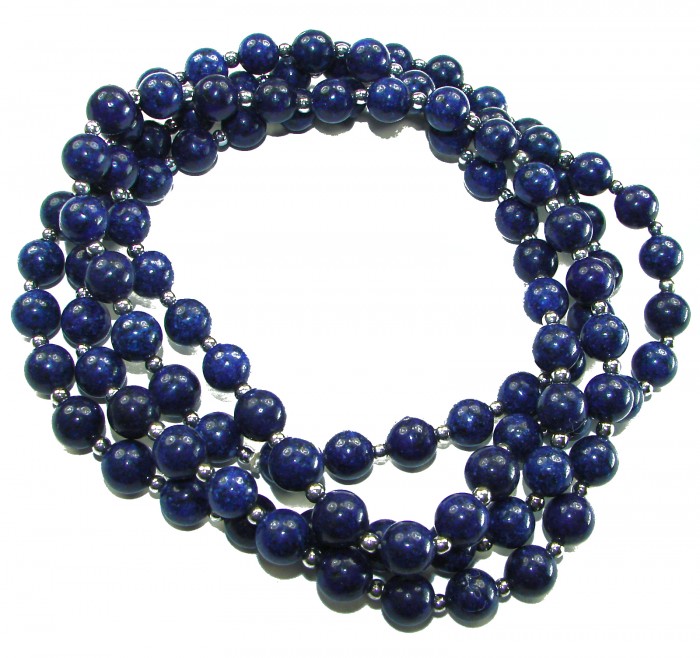 Boho Style 105.2 grams Lapis Lazuli .925 Sterling Silver handmade necklace