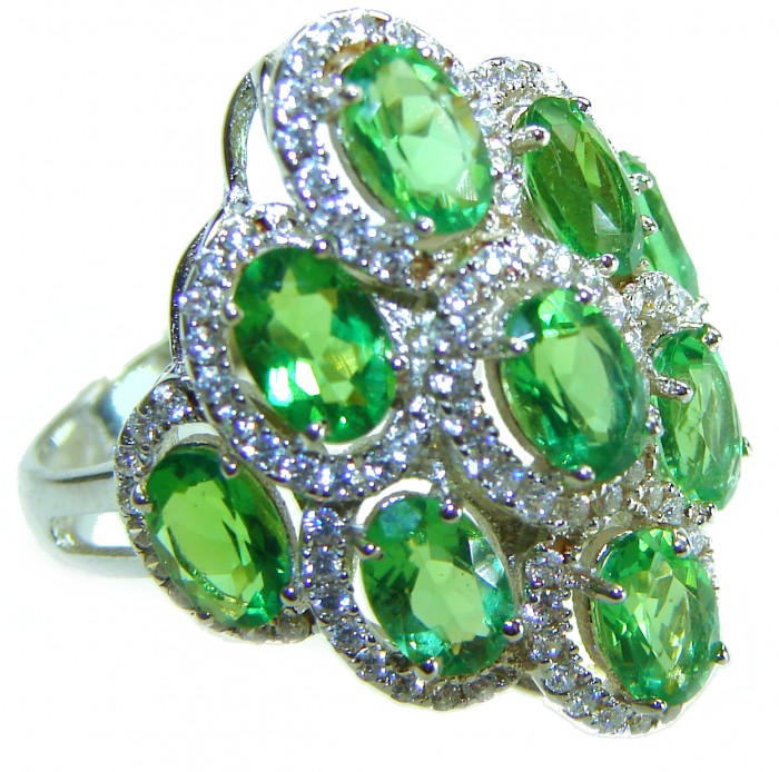 Exotic Beauty oval cut 17.5 carat Volcanic Helenite .925 Sterling Silver handmade Ring s. 7 1/4