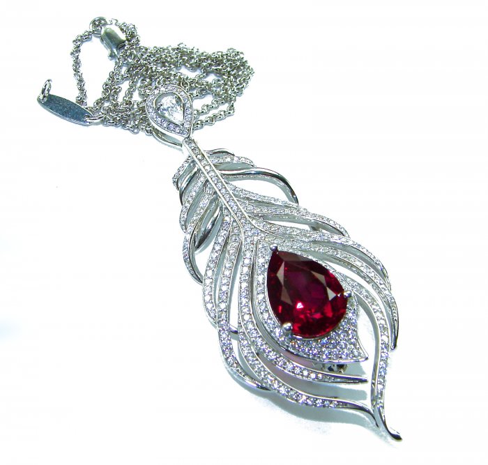 Magic Feather 10.2 carat Ruby .925 Sterling Silver .925 Sterling Silver Statement Necklace - video