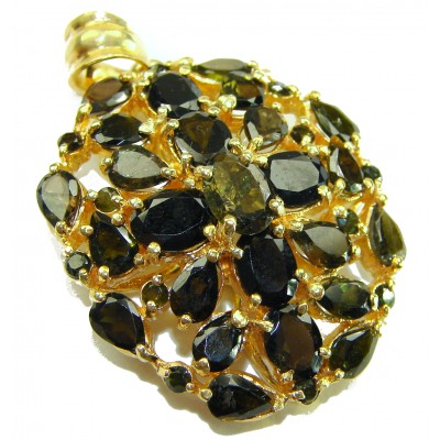 Vintage Design - 20.2 carat deep blue Sapphire .925 Sterling Silver dipped in 18K Gold handcrafted PENDANT