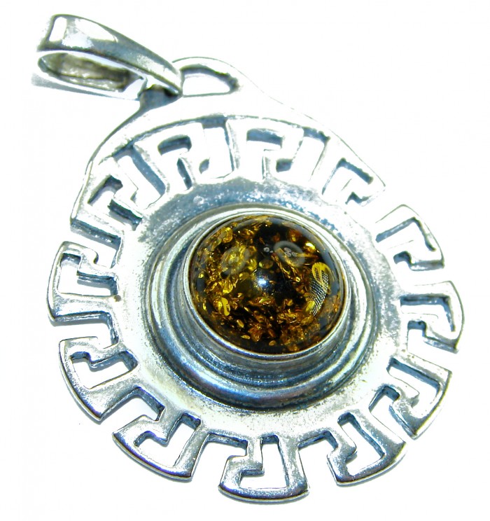 Prehistoric Authentic Baltic Amber .925 Sterling Silver beautifully handcrafted Pendant